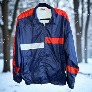 Fila Vintage Italian Men’s Red White and Blue Track Jacket Size 40